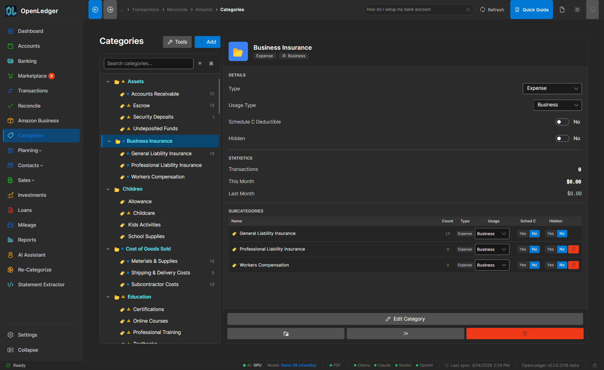 OpenLedger Categories