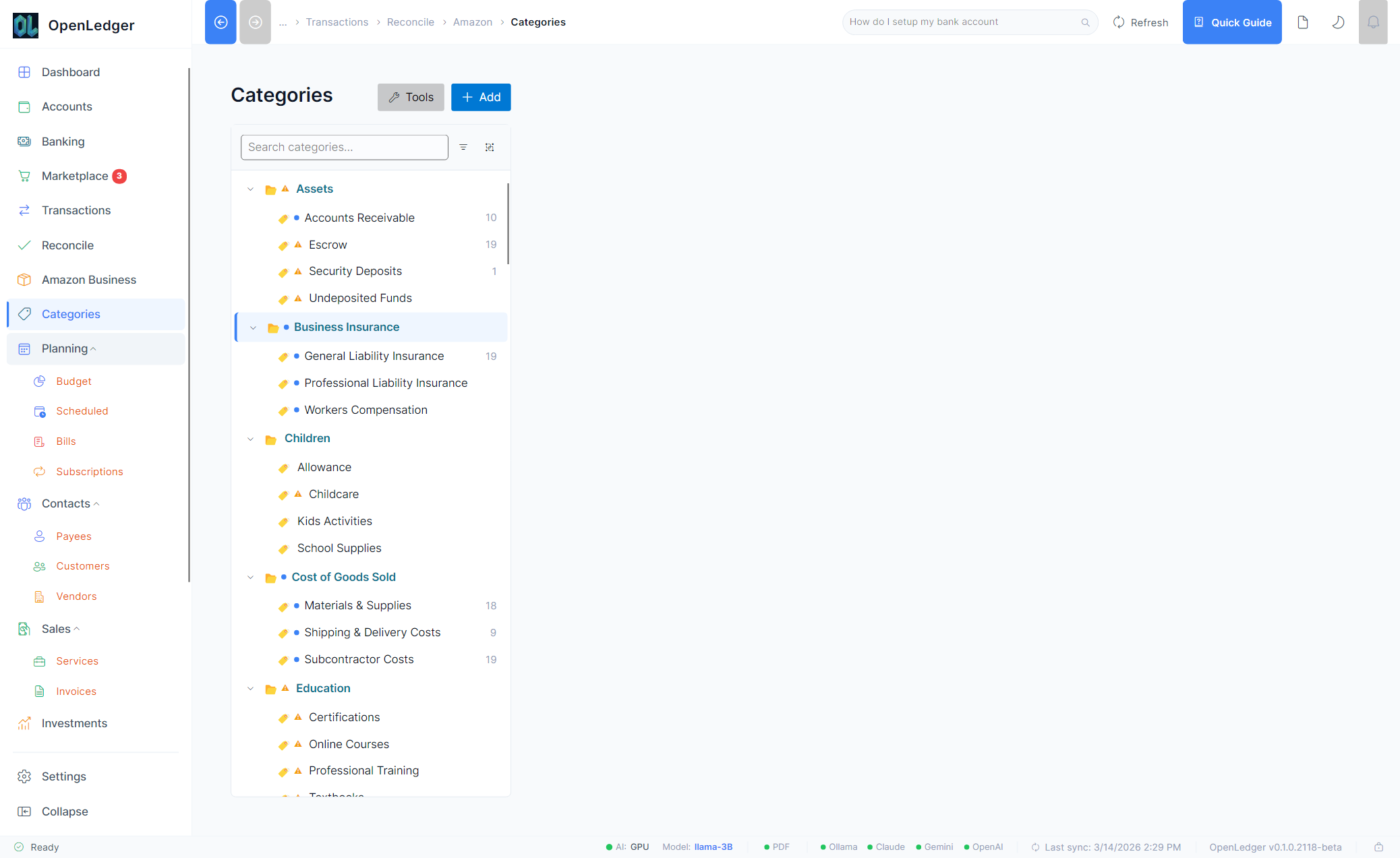 OpenLedger Categories